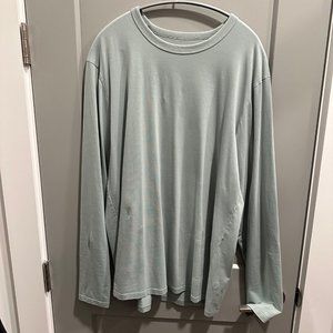 LULULEMON MENS FUNDAMENTAL LONG SLEEVE SHIRT SIZE XL, COLOR: SILVER BLUE